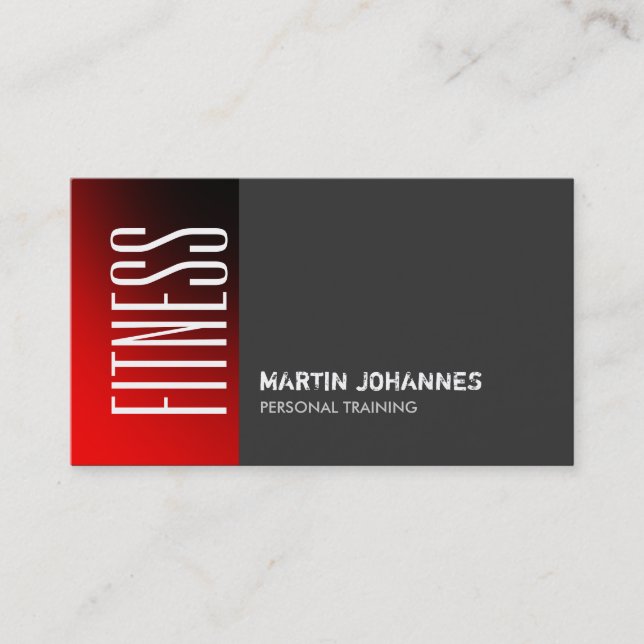 Dark Grey Red Sport Personal Trainer Business Card (Front)