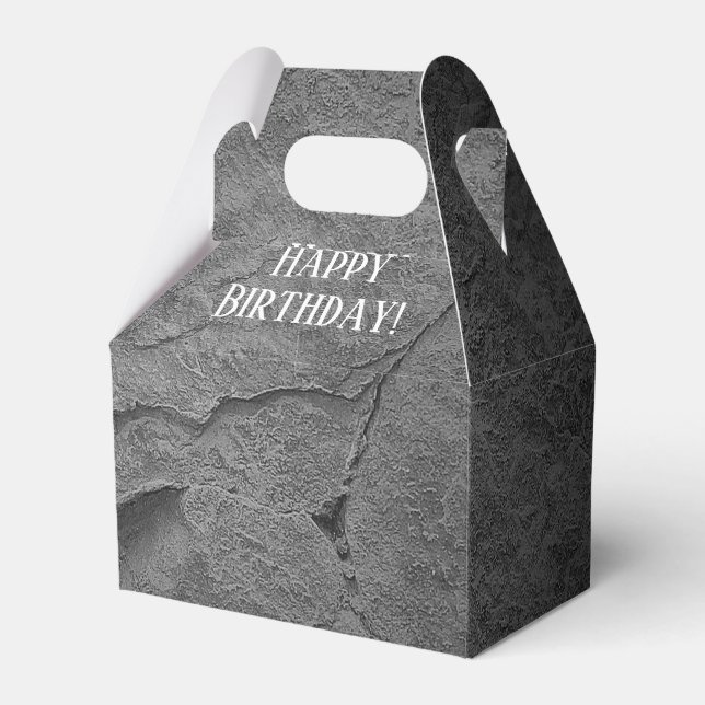 dark grey rock texture for birthday favor box (Front Side)