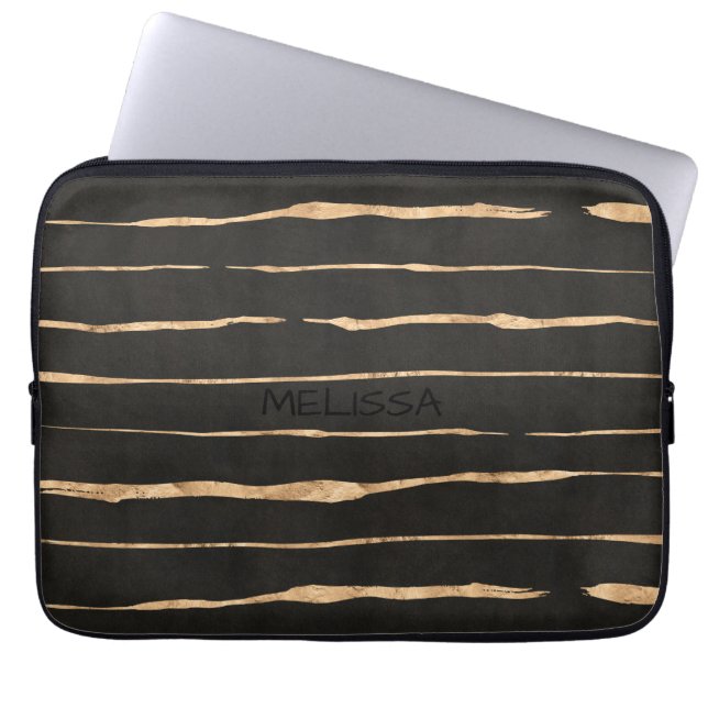 Dark-Grey & Rose Colour Gold Pattern Laptop Sleeve (Front)