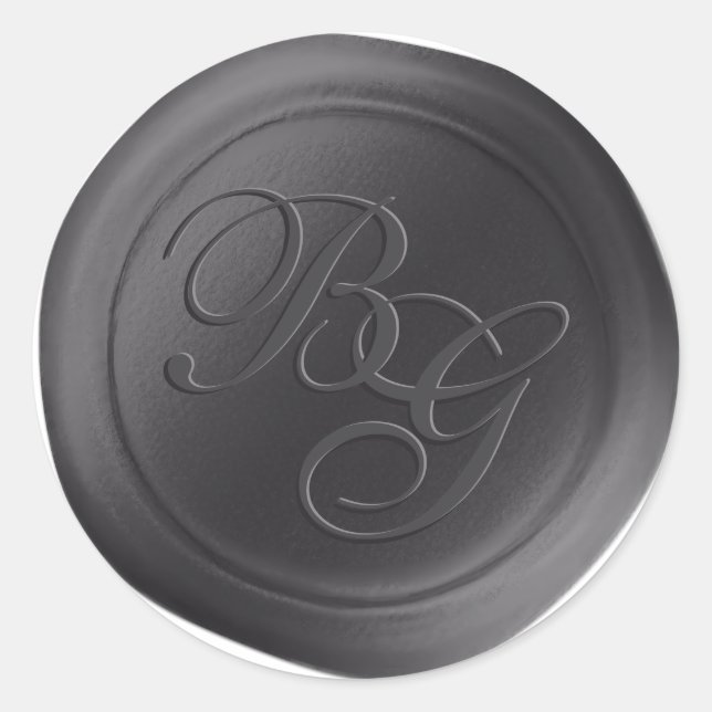 Dark Grey Script Double Monogram Wax Seal Stickers (Front)