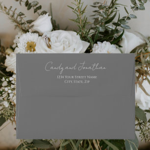 Dark Grey Simple Style Modern Script Wedding Envelope