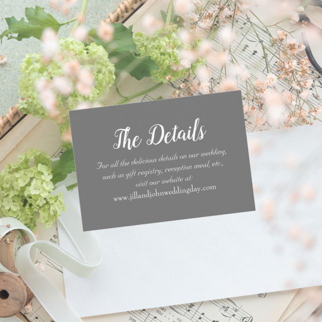 Dark Grey Simple Style Wedding Details Enclosure Card (In Situ Wedding)