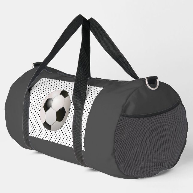 Dark Grey Soccer Ball  Duffle Bag (Right Corner)