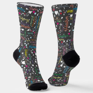 Dark Grey Socks Full of Names Hearts and Stars