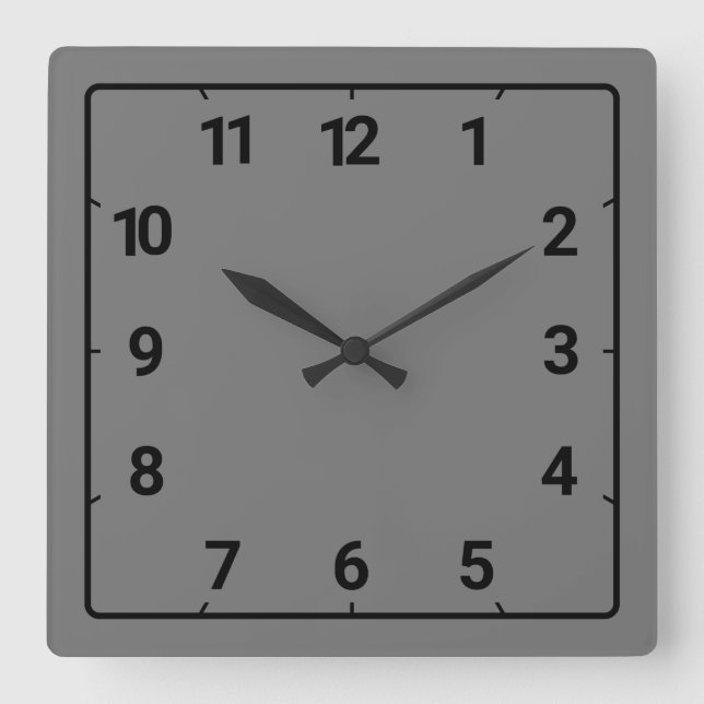 Dark grey square wall clock (Front)