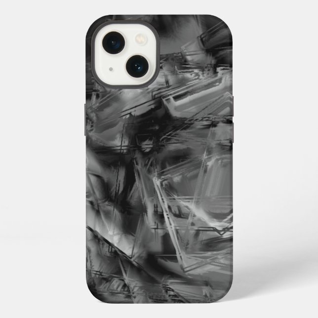 Dark grey stained squares, 'wrong brush strokes' iPhone case (Back)