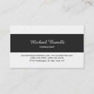 Dark Grey Stripe Classical White Business Card