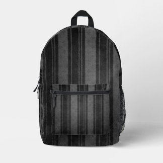 Dark Grey Stripes Printed Backpack