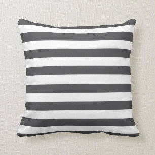 Dark Grey Stripes Throw Pillow