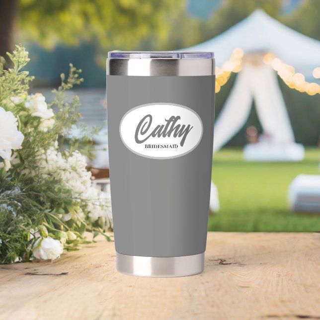Dark Grey Stylized Wedding Bridesmaid Insulated Tumbler (Wedding (Rotated))