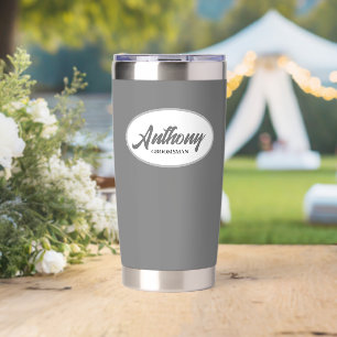 Dark Grey Stylized Wedding Groomsman Insulated Tumbler