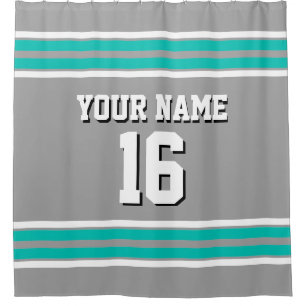Dark Grey Teal White Stripes Sports Jersey