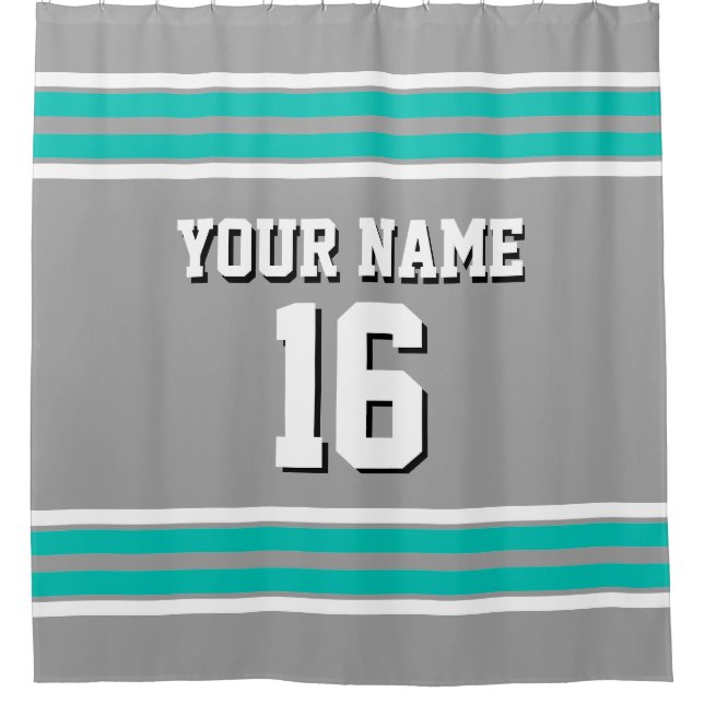 Dark Grey Teal White Stripes Sports Jersey (Front)