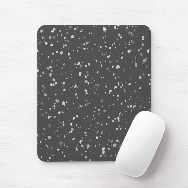 Dark Grey Terrazzo Pattern Mouse Pad (With Mouse)