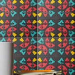 Dark Grey Turquoise Red Yellow Abstract Geometric Tile<br><div class="desc">This exquisite ceramic tile showcases a vibrant and modern design adorned with a mesmerizing array of geometric shapes. With an exquisite palette of shades including grey, blue, red, and yellow, this tile effortlessly combines contemporary flair with eye-catching appeal. Add a touch of sophistication and artistic brilliance to any space with...</div>