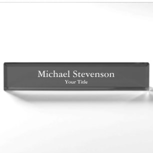 Dark Grey Unique Elegant Modern Minimalist Nameplate