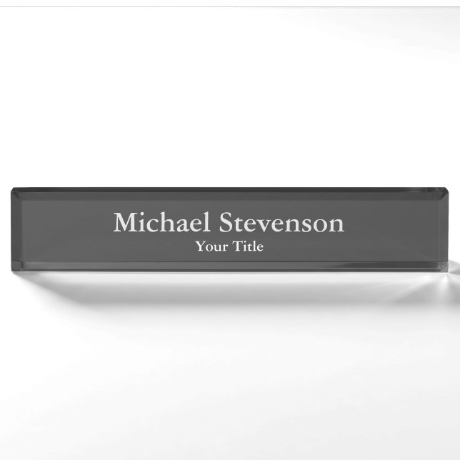 Dark Grey Unique Elegant Modern Minimalist Nameplate (Front)