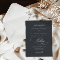 Dark Grey Vintage Calligraphy Classy Wedding