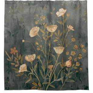 Dark Grey Vintage Wildflower Print