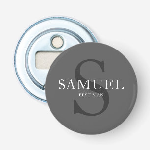 Dark Grey Wedding Party Monogram Bottle Opener