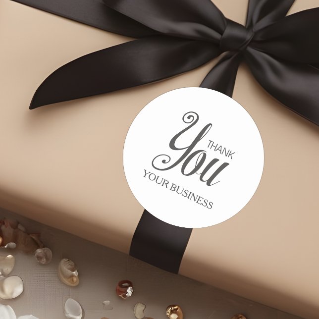 Dark Grey Whimsical Script Thank You Quote  Classic Round Sticker (Dark Grey Whimsical Script Thank You Quote Classic Round Sticker.)