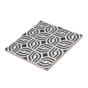 Dark Grey White Antique geometric Pattern Tile