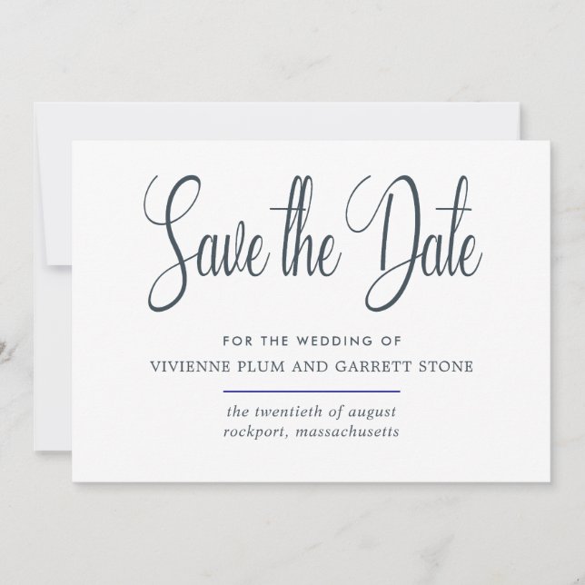 Dark Grey & White Calligraphy Save the Date (Front)