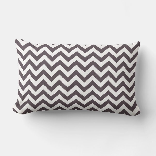 Dark Grey White Chevron Pattern Lumbar Pillow (Front)