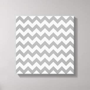 Dark Grey White Chevron Zig-Zag Pattern Canvas Print