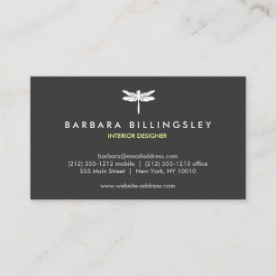 Dark Grey/White Dragonfly Logo Designer Business Card