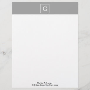 Dark Grey White Framed Initial Monogram Letterhead