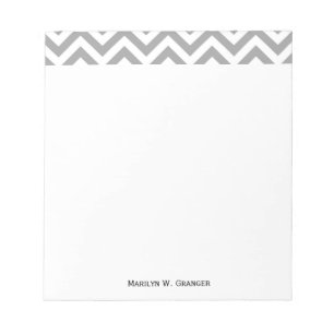 Dark Grey White Large Chevron ZigZag Pattern Notepad