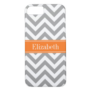 Dark Grey White LG Chevron Pumpkin Name Monogram Case-Mate iPhone Case