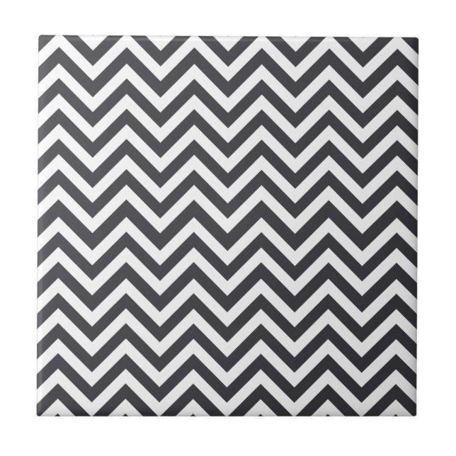 Dark Grey & White Zigzag Pattern Tile (Front)