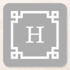 Dark Grey Wht Greek Key Frame #2 Initial Monogram