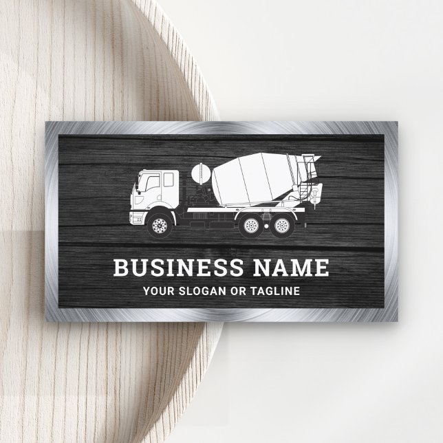 Dark Grey Wood Concrete Mixer Cement Truck Business Card (Creator Uploaded)