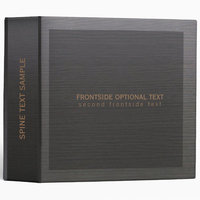Dark Grey Wood Grain Print Monogram Binder (Front/Spine)
