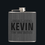 Dark Grey Wood Texture Best Man Hip Flask<br><div class="desc">Dark grey faux wood texture customizable text-best man-</div>