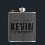 Dark Grey Wood Texture Best Man Hip Flask<br><div class="desc">Dark grey faux wood texture customizable text-best man-</div>