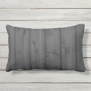 Dark Grey Wood Texture Outdoor Pillow