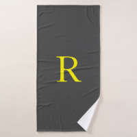 Dark Grey Yellow Grey Monogram Initial Cute Cool