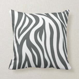 Dark grey zebra throw pillow