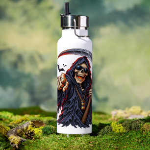 Dark Grim Reaper Halloween – Skull with Scythe, Go Water Bottle
