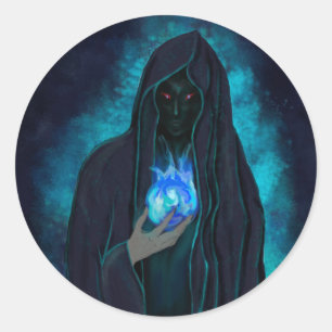 Dark Grim Reaper Spectre holding his crystal ball Classic Round Sticker