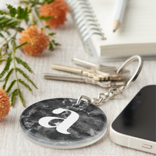 Dark Grunge Abstract Black Marble design Keychain