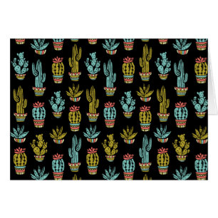 Dark Grunge Cactus Pattern