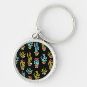Dark Grunge Cactus Pattern Keychain