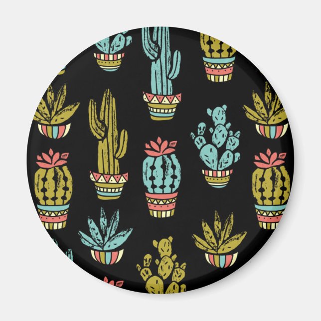 Dark Grunge Cactus Pattern Magnet (Front)