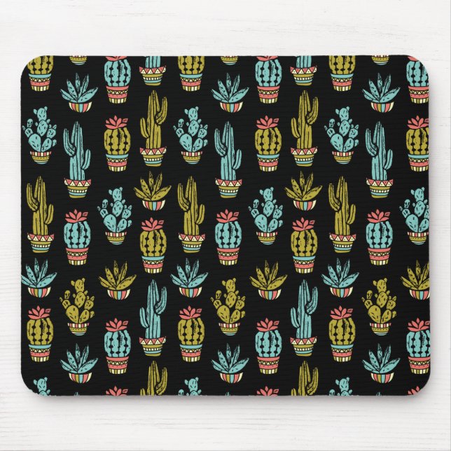 Dark Grunge Cactus Pattern Mouse Pad (Front)