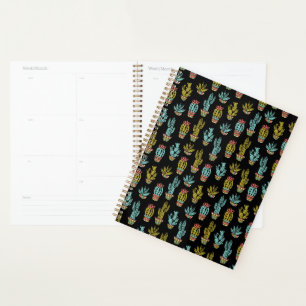 Dark Grunge Cactus Pattern Planner